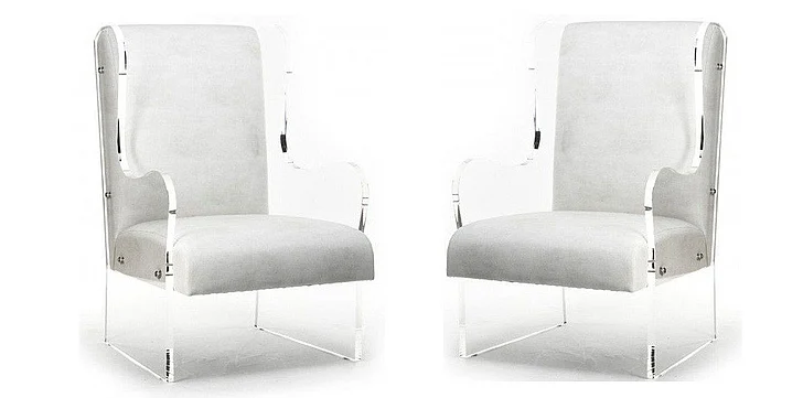 Zentique Acrylic Wingback Chair in White (Set of 2) ZF010