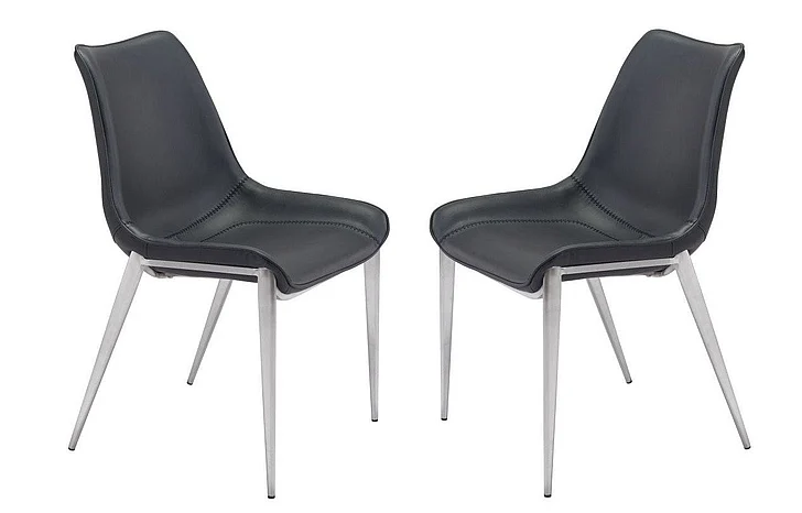 Zuo Modern Magnus Dining Chair (Set of 2) Black & Silver 101271 PROMO