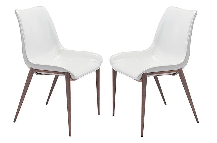 Zuo Modern Magnus Dining Chair (Set of 2) White & Walnut 101273