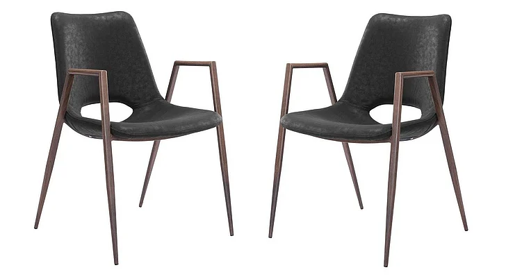 Zuo Modern Desi Dining Chair (Set of 2) Black & Walnut 101694