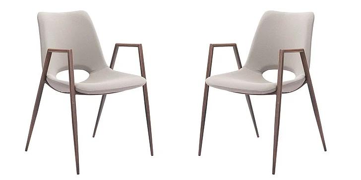 Zuo Modern Desi Dining Chair (Set of 2) Beige & Walnut 101696