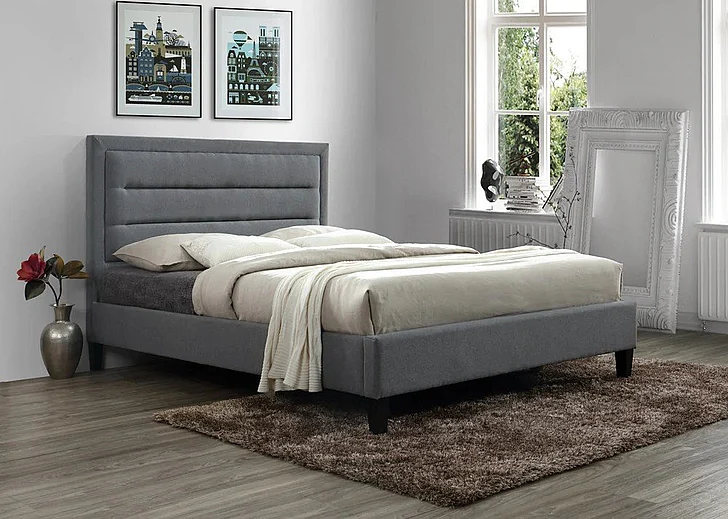 Moti Furniture Baxter Heather Tufted Queen Platform Bed in Grey 88013001