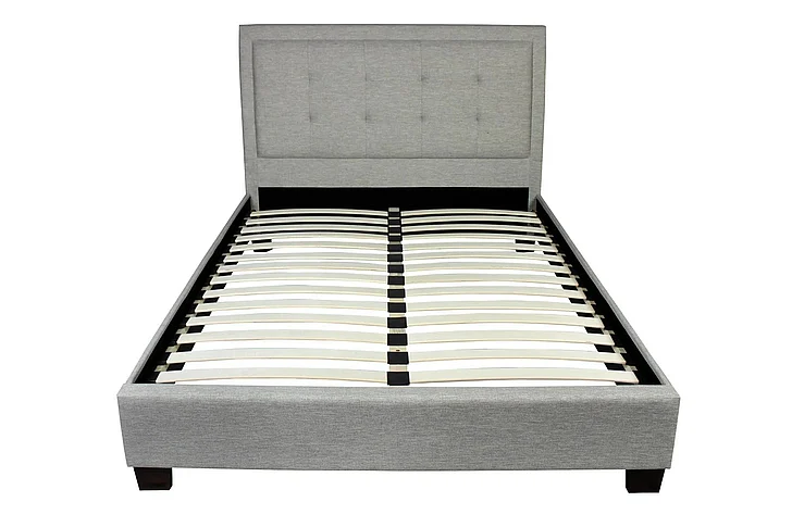 Moti Furniture Mercer Stone Tufted Queen Platform Bed in Grey 88013011
