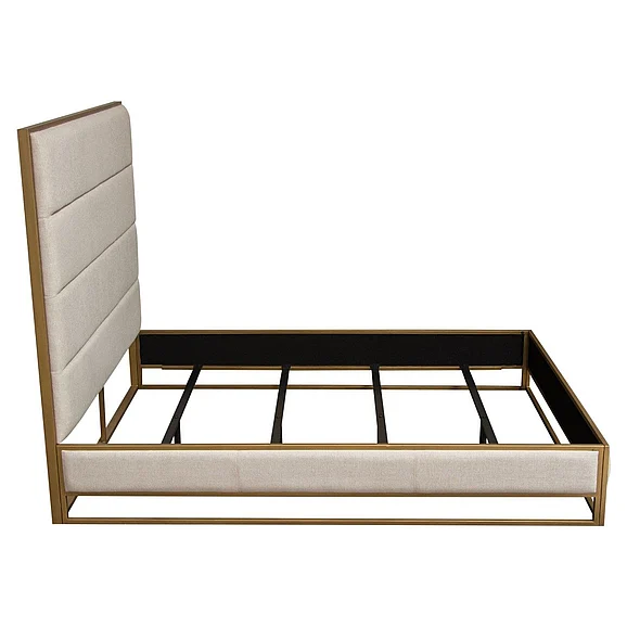 Diamond Sofa Empire Queen Bed with Hand brushed Gold Metal Frame in Sand Fabric EMPIREQUBEDSD
