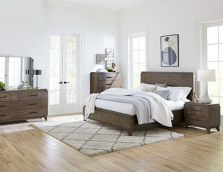 Modus Furniture Broderick 2pc Panel Bedroom Set in Wild Oats Brown