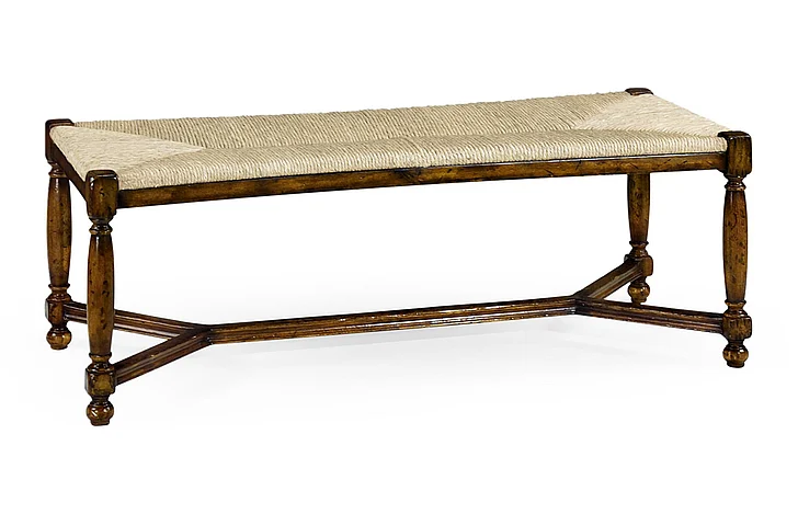 Jonathan Charles Buckingham Two Seat Stool with Rushed Seat in Medium Walnut 492759-WAL
