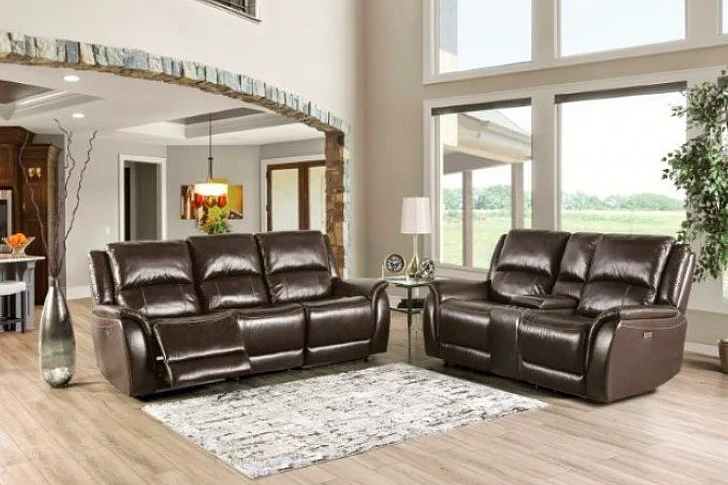 Furniture of America Gorgius 2pc Reclining Sofa in Espresso