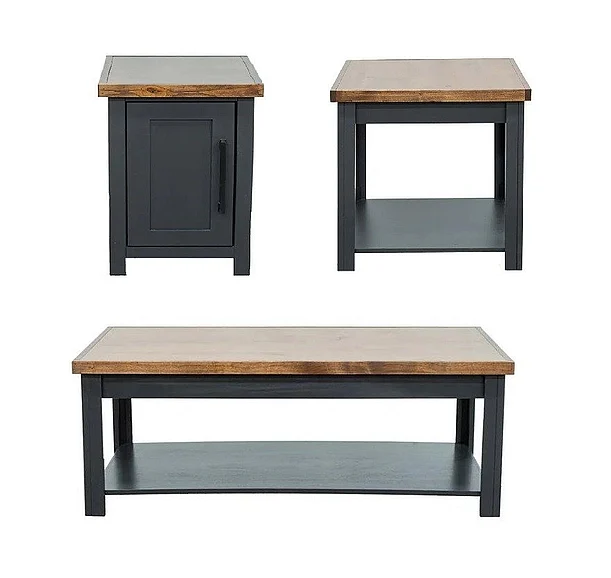 Legends Essex 3pc Coffee Table Set in Black/Whiskey