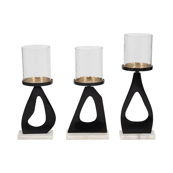 Sagebrook Home S/3 13/13/15" Provence Black Candle Holders EV19824-02