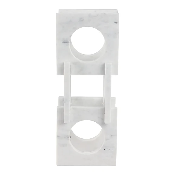 Sagebrook Home 17" Vino Marble Wine Holder, White EV21145