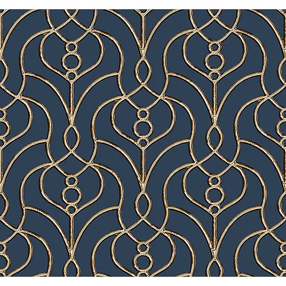 York F05-Candice Olson Casual Elegance Divine Trellis Navy Wallpaper EV3946 (Double Roll)