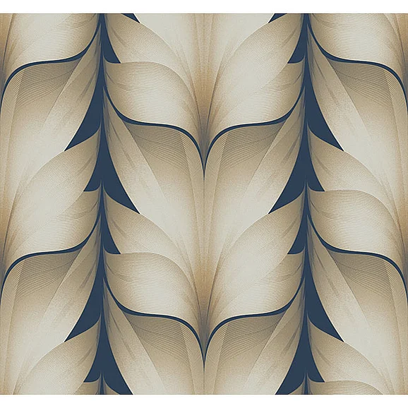 York F05-Candice Olson Casual Elegance Lotus Light Stripe Navy Wallpaper EV3956 (Double Roll)
