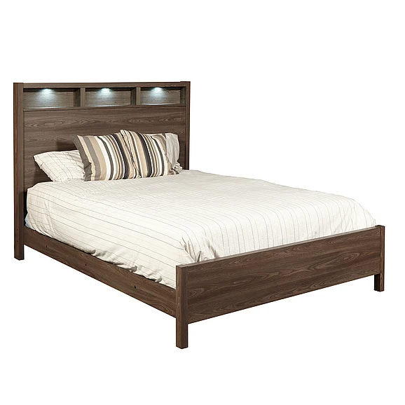 Idea Italia Regina/Evolution King Lighted Bed in Tobak Ash