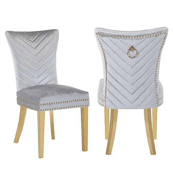 Galaxy Home Eva Gold Legs Dining Chair (Set of 2) in Silver 698781246702