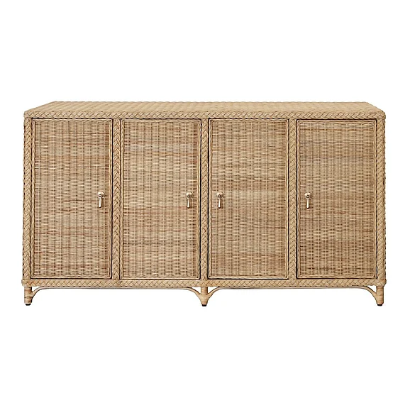 Worlds Away Evander Four Door Buffet in Fully Wrapped Rattan EVANDER