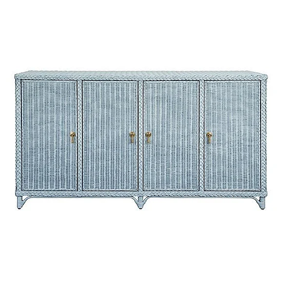 Worlds Away Four Door Buffet in Fully Wrapped Rattan EVANDER LB