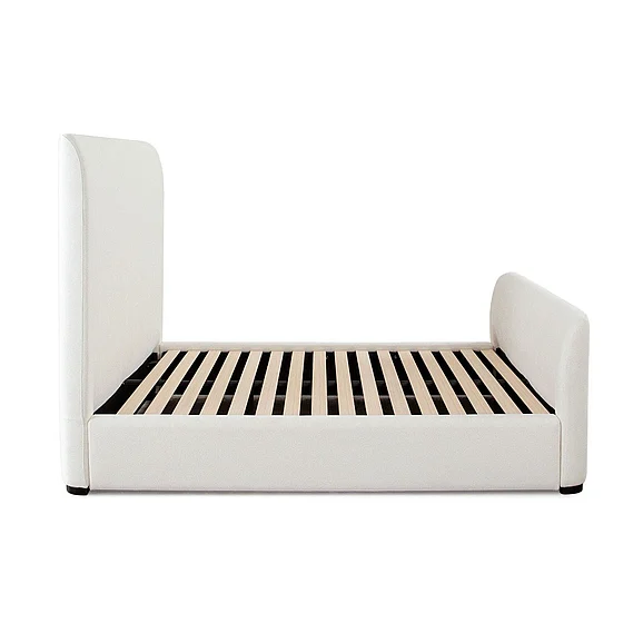 Diamond Sofa Eve Queen Bed with Contoured Headboard & Footboard in Elite Ivory Fabric EVEIVQUBED