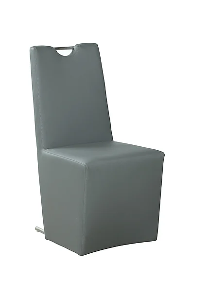 Chintaly Evie Upholstered Handle Back Side Chair in Gray EVIE-SC-GRY-PU (Set of 2)