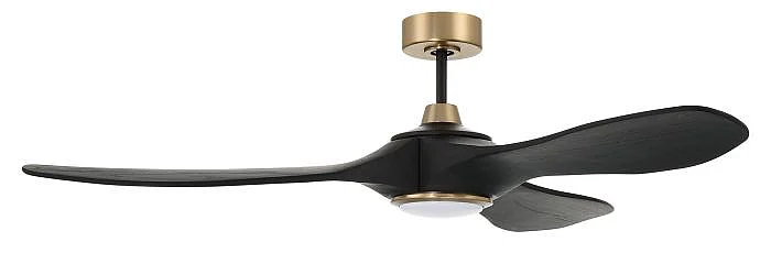 Craftmade Envy 60" 3-Blade Ceiling Fan in Flat Black/Satin Brass w/ Flat Black Blades EVY60FBSB3-NWF