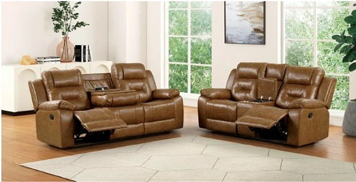 Furniture of America Ezekius 2pc Power Reclining Living Room Set in Brown