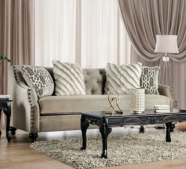 Furniture of America Ezrin Sofa in Light Brown SM2668-SF