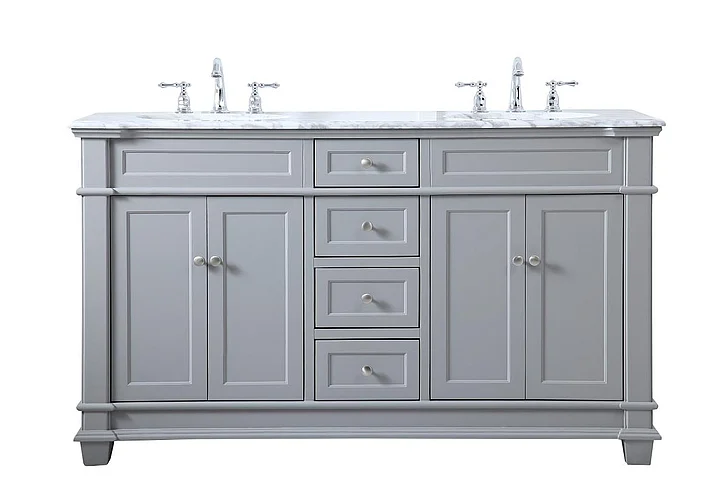 Elegant 60 In. Double Bathroom Vanity Set in Grey VF50060DGR