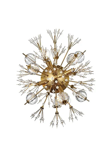 Elegant Vera 19 In. Crystal Starburst Wall Sconce in Gold 2500W19SG