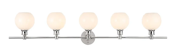 Elegant Collier 5 Light Chrome and Frosted White Glass Wall Sconce LD2327C