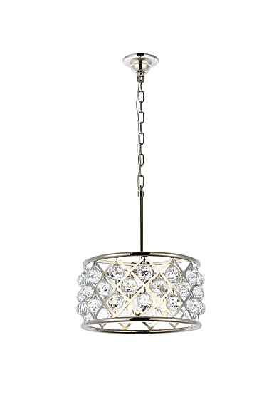 Elegant Madison 4 Light Polished Nickel Pendant Clear Royal Cut Crystal 1214D16PN/RC