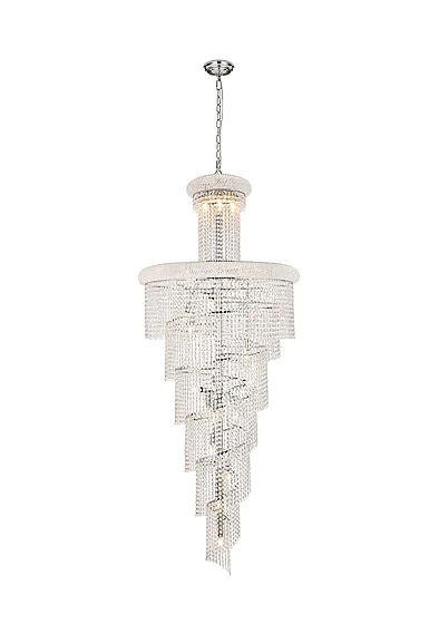 Elegant Spiral 28 Light Chrome Chandelier Clear Royal Cut Crystal V1800SR30C/RC