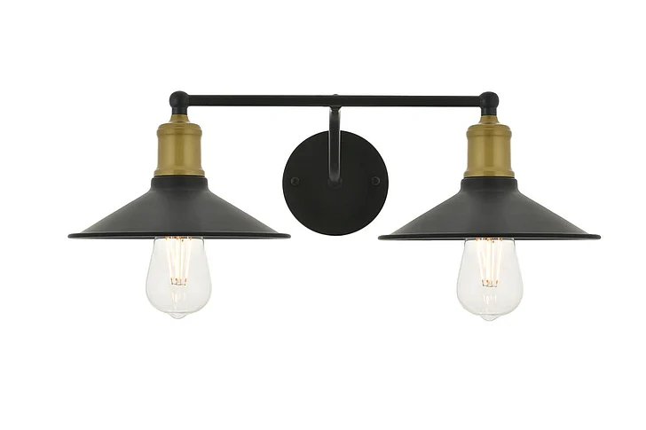 Elegant Etude 2 Light Brass and Black Wall Sconce LD4033W21BRB CLOSEOUT