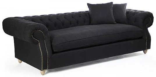 Zentique Carla Tufted Sofa in Black F107-3 A027 E272