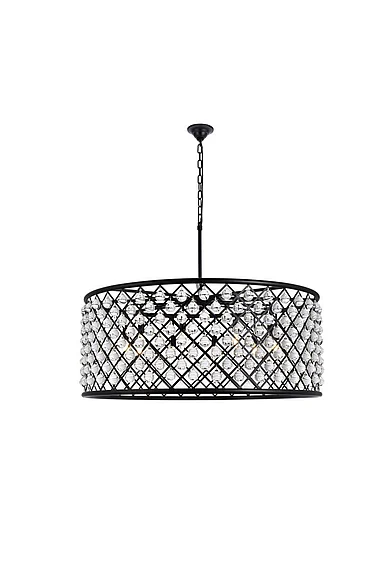 Elegant Madison 10 Light Matte Black Chandelier Clear Royal Cut Crystal 1213G43MB/RC