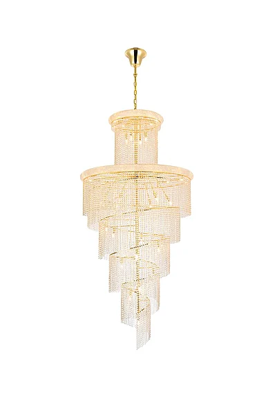 Elegant Spiral 41 Light Gold Chandelier Clear Royal Cut Crystal V1800SR48G/RC