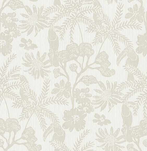 York A-Street Prints Jacaranda Taupe Tropical Trail Wallpaper (Double Roll) 4146-27246
