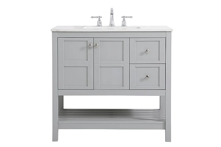 Elegant 36 In. Single Bathroom Vanity in Gray VF16436GR
