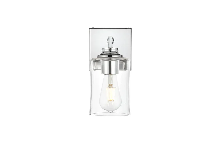 Elegant Ronnie 1 Light Chrome and Clear Bath Sconce LD7314W5CH