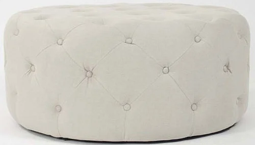 Zentique Round Tufted Ottoman in Natural F204 A003