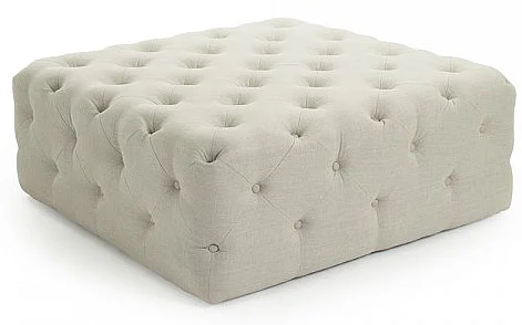 Zentique Calvin Tufted Ottoman in Natural F204 Squ A003