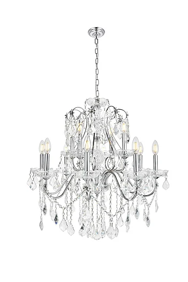 Elegant St. Francis 12 Light Chrome Chandelier Clear Royal Cut Crystal V2015D28C/RC