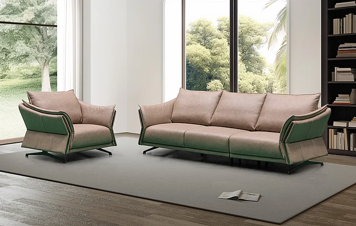 Klaussner Skyline Giada 2pc Leather Living Room Set in Brown