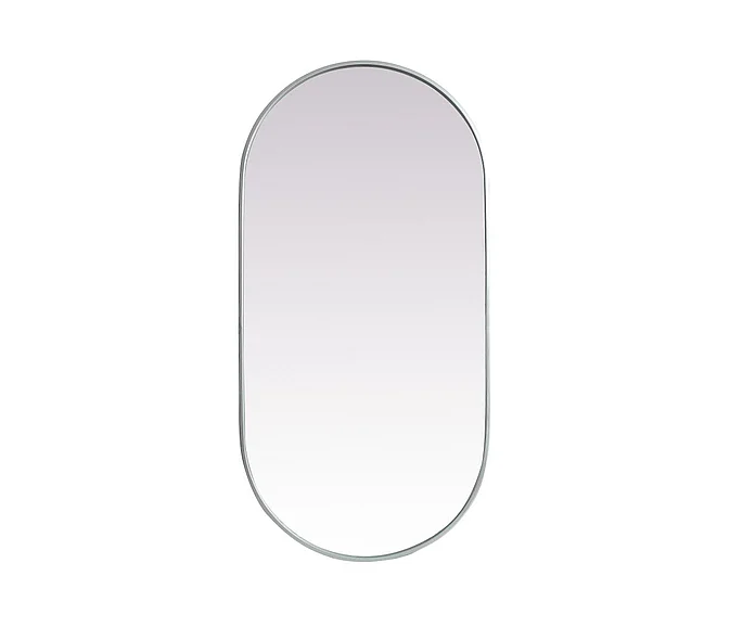 Elegant Metal Frame Oval Mirror 24X48 In. in Silver MR2A2448SIL