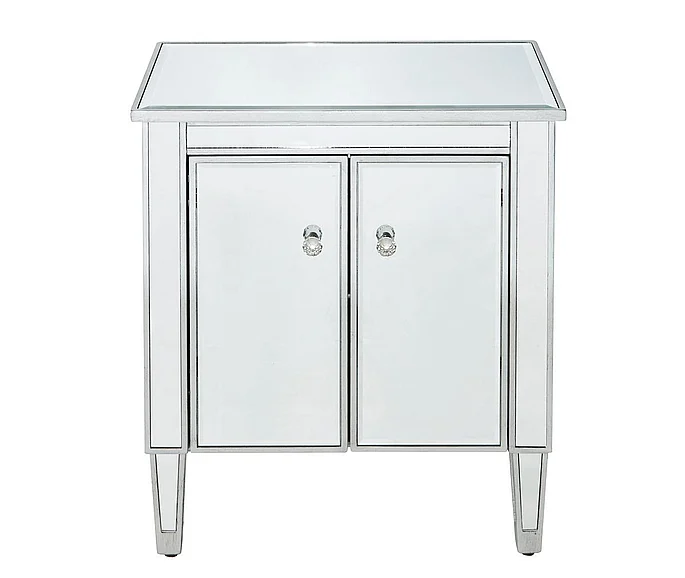 Elegant Cabinet 2 Doors 24In. W x 16In. D x 26In. H in Antique Silver Paint MF72020