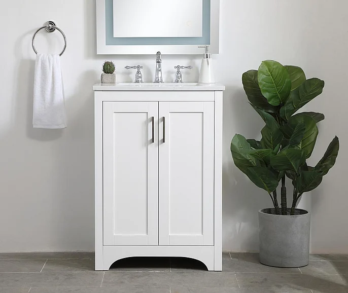 Elegant 24 In. Single Bathroom Vanity in White VF17024WH