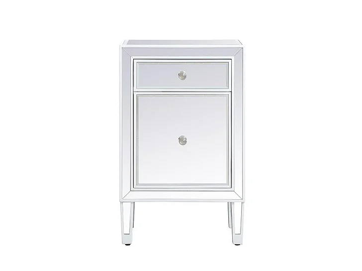Elegant 18 In. Mirrored End Table in White MF72035WH
