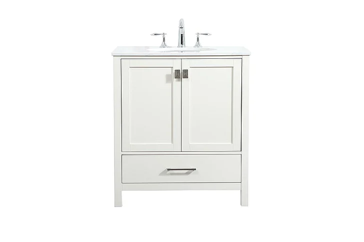 Elegant 30 In. Single Bathroom Vanity in White VF18830WH