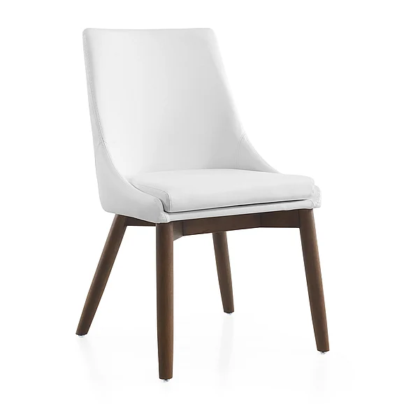 Casabianca Home Creek White Linen/Walnut Legs Dining Chair (Set of 2) in White CB-F3185-WWAL