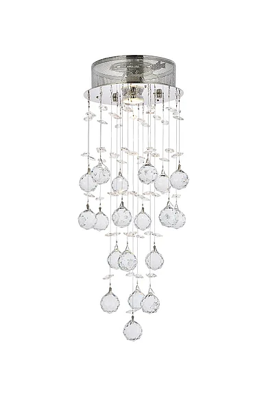 Elegant Galaxy 1 Light Chrome Flush Mount Clear Royal Cut Crystal V2006F8C/RC CLOSEOUT