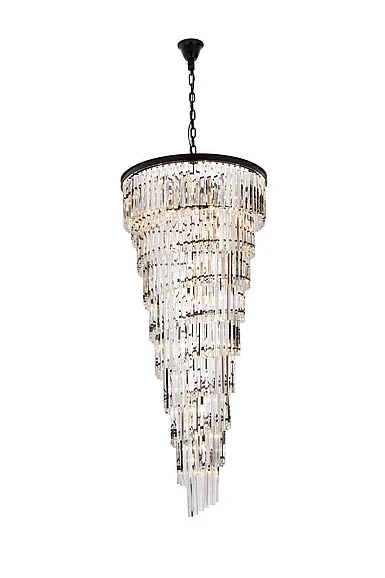 Elegant Sydney 30 In. Spiral Crystal Chandelier in Matte Black 1201SR30MB/RC