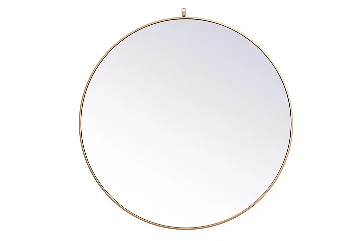 Elegant Metal Frame Round Mirror with Decorative Hook 45 In. in Brass MR4745BR